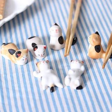 Picture of HAOWU 生活食器系列 彩色陶瓷療癒系貓咪筷子架 (一組6隻