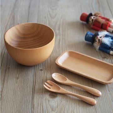 Picture of LINKIFE 木質系列 鐵杉木兒童用碗組 (包含餐具與方盤)